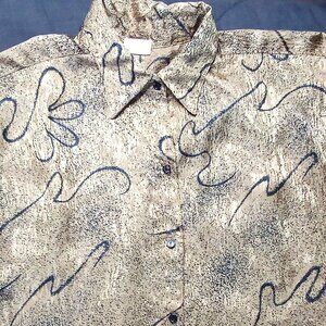 Vintage Gloria Dee Abstract Strokes Gold Polyester Disco Shirt